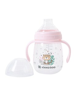 Kikkaboo Baby-Trinklernbecher Savanna 240 ml Deckel bequemer Griff ab 6 Monaten rosa 