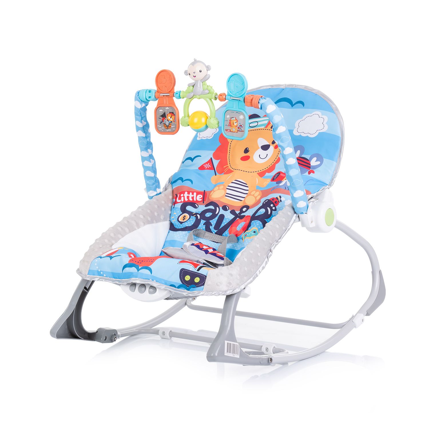 Chipolino Babywippe Baby Spa 2 in 1 elektrisch Stuhl Schaukelfunktion Spielbogen blau 