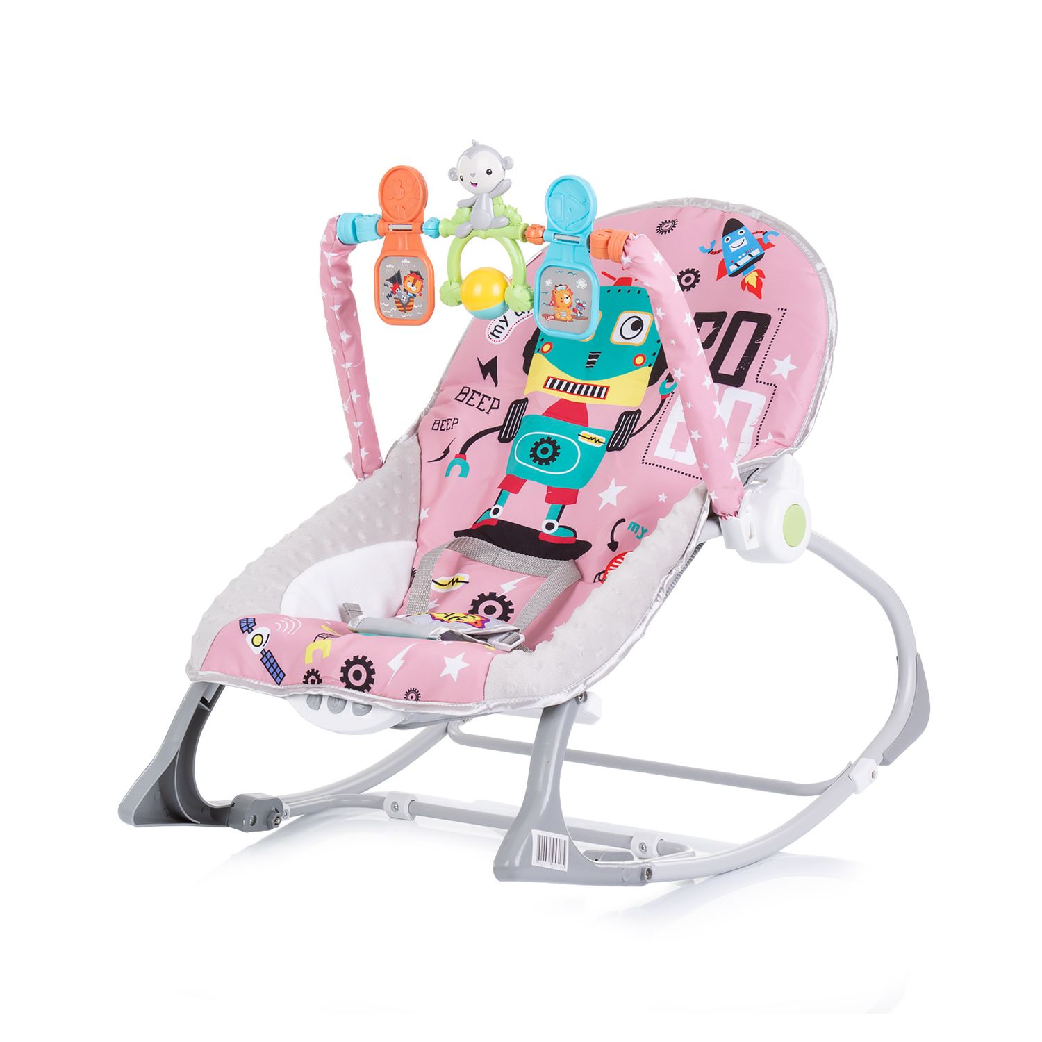 Chipolino Babywippe Baby Spa 2 in 1 elektrisch Stuhl Schaukelfunktion Spielbogen rosa 