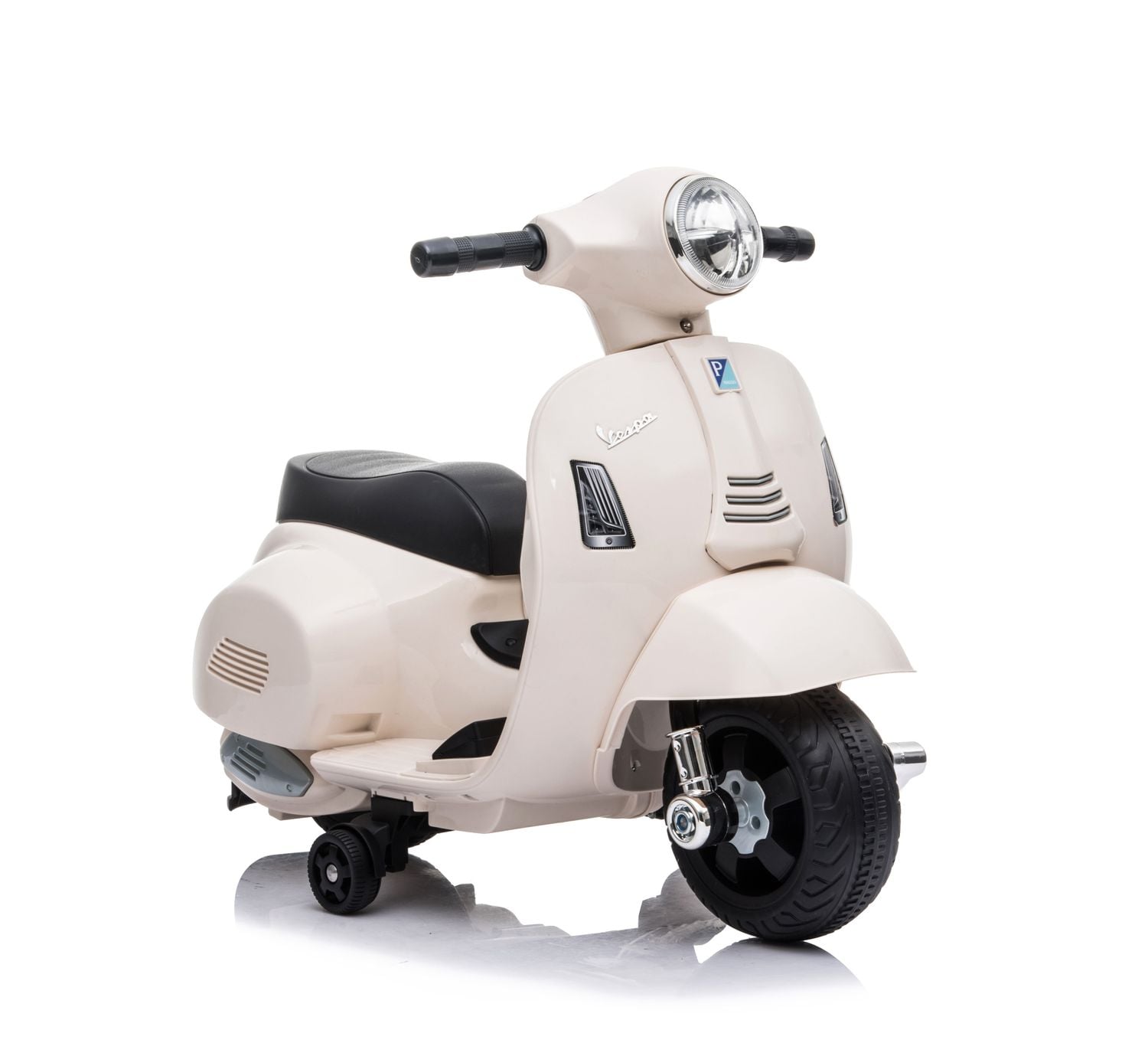 Moni Kinder Elektromotorrad Vespa GTS Super Sport, Roller, Frontleuchten, Hupe wei&szlig; 