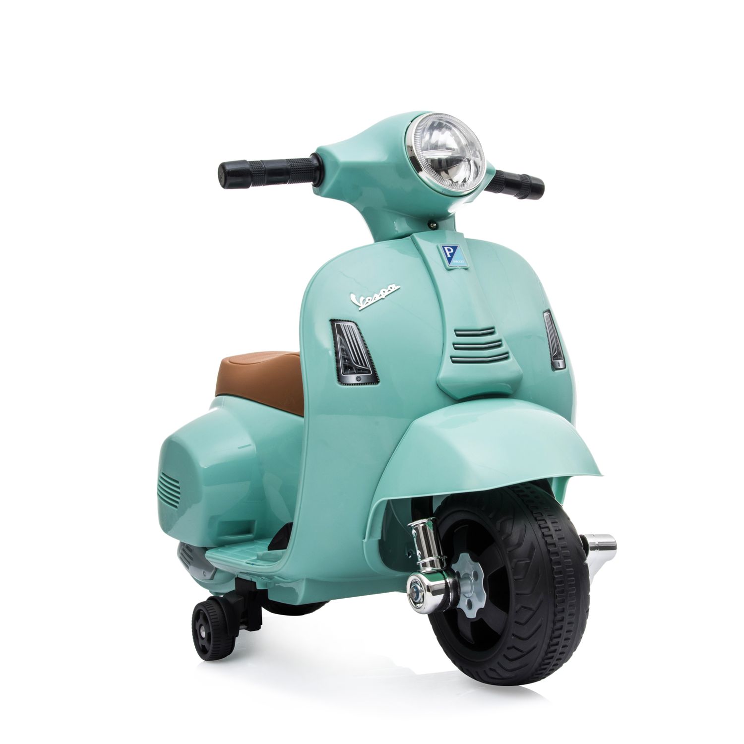 Moni Kinder Elektromotorrad Vespa GTS Super Sport, Roller, Frontleuchten, Hupe gr&uuml;n 