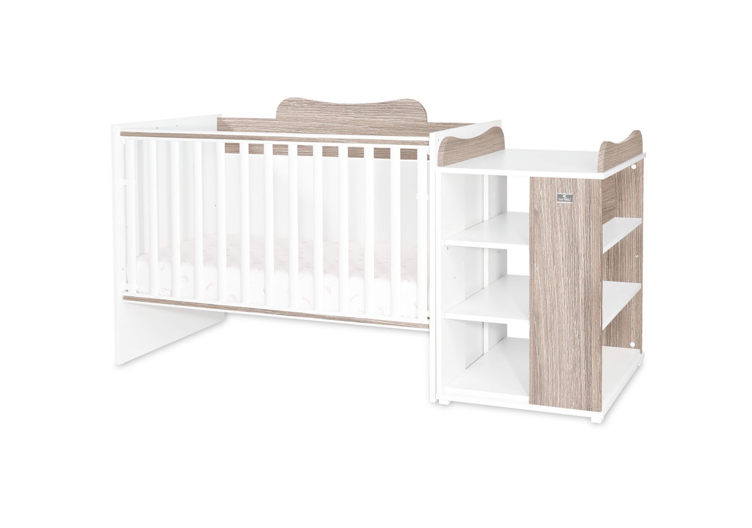 Lorelli Babybett Multi, Jugendbett, Schreibtisch, Wickeltisch, mehrfach umbaubar hellbraun 