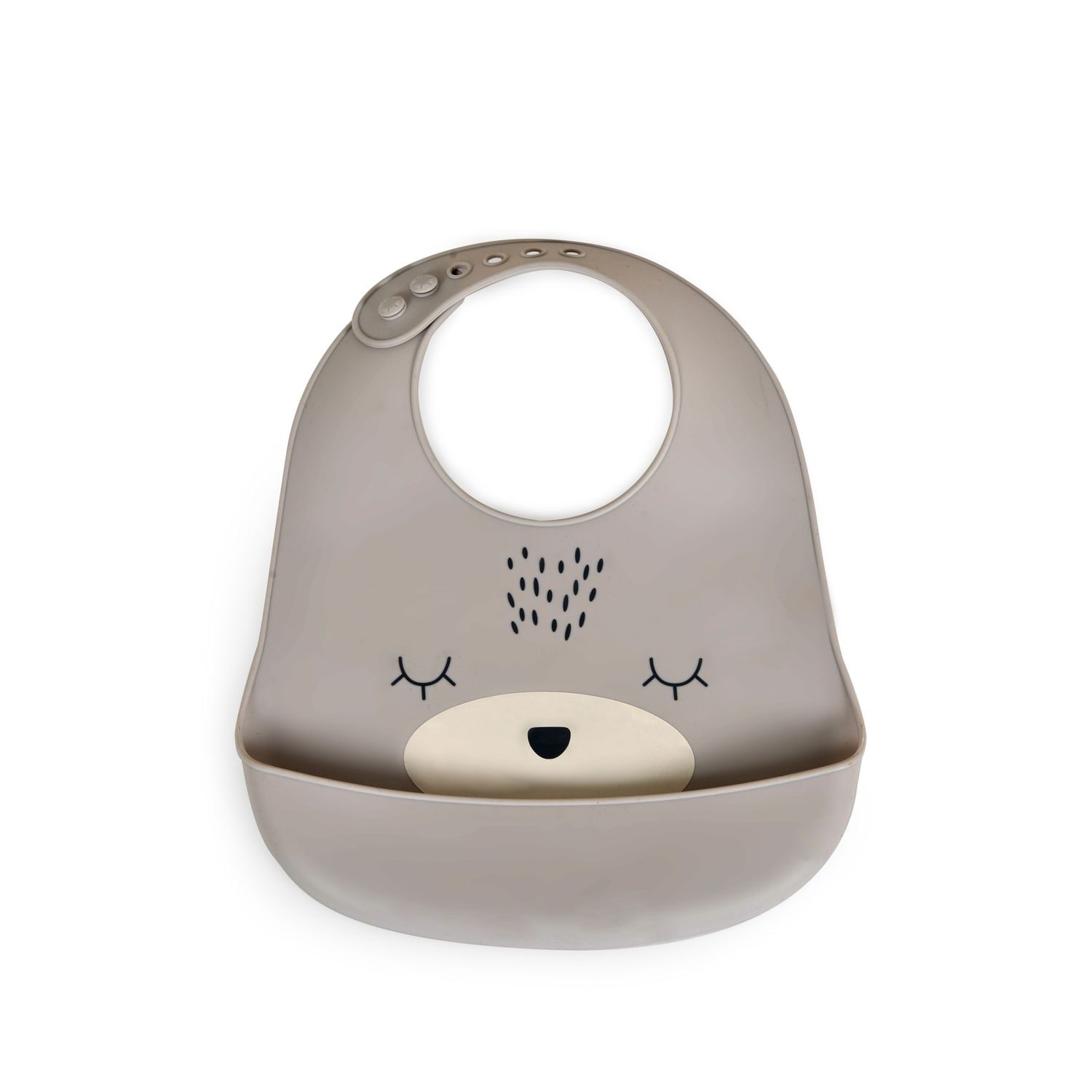 Cangaroo Babylatz Oscar Silikon, Tasche f&uuml;r Essensreste, Verschluss einstellbar grau 