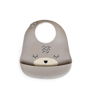 Cangaroo Babylatz Oscar Silikon, Tasche für Essensreste, Verschluss einstellbar grau 