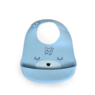 Cangaroo Babylatz Oscar Silikon, Tasche für Essensreste, Verschluss einstellbar blau 