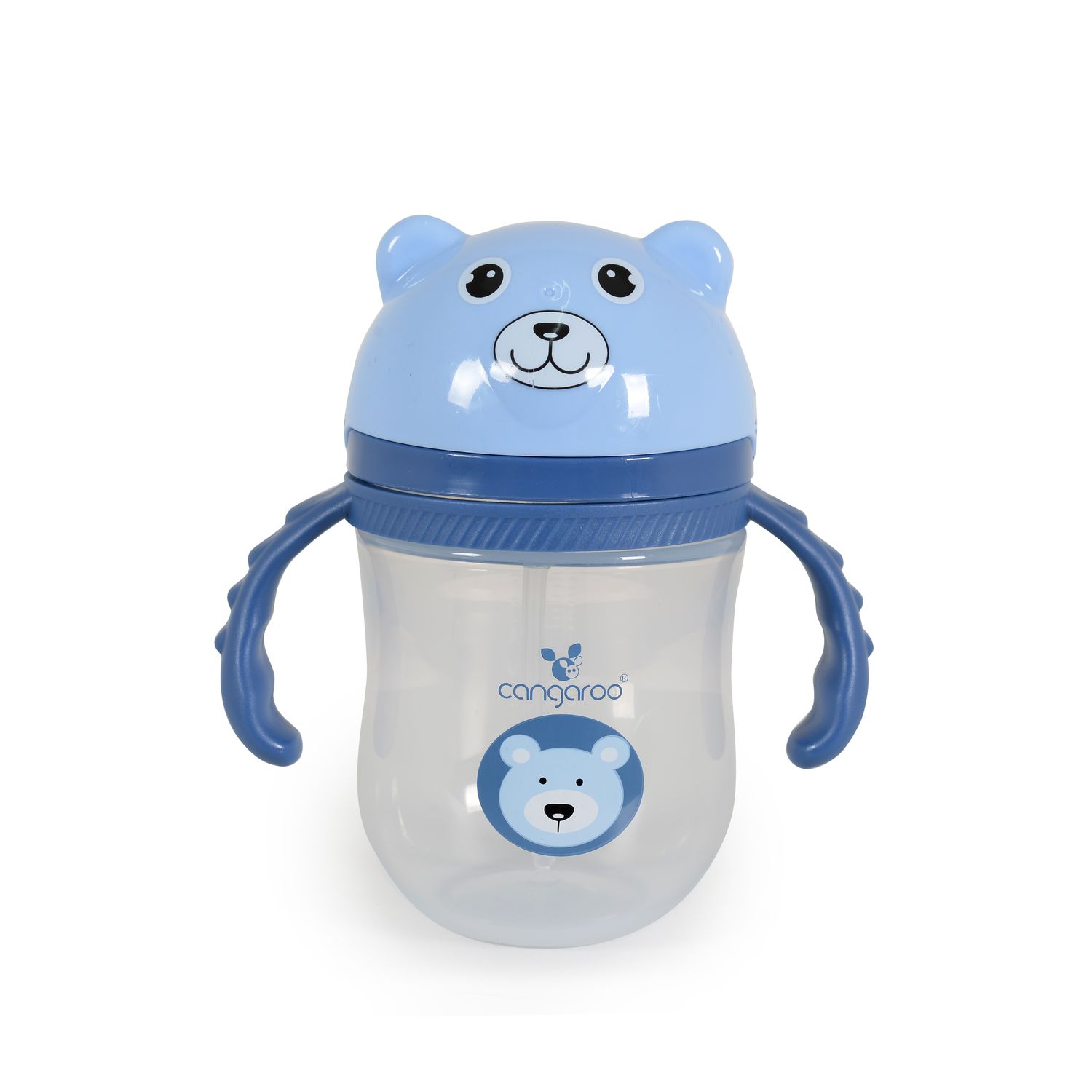 Cangaroo Baby-Trinklernbecher Berry 240 ml Schutzdeckel bequemer Griff Trinkhalm blau 
