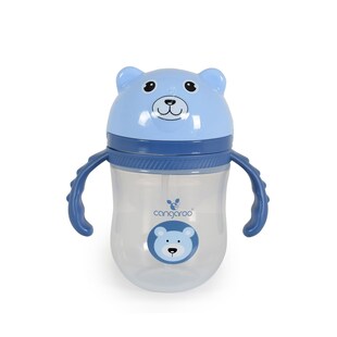 Cangaroo Baby-Trinklernbecher Berry 240 ml Schutzdeckel bequemer Griff Trinkhalm blau 