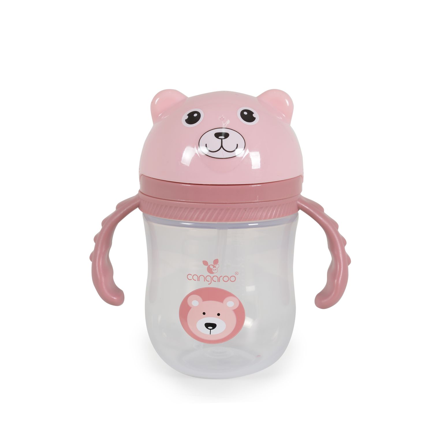 Cangaroo Baby-Trinklernbecher Berry 240 ml Schutzdeckel bequemer Griff Trinkhalm rosa 