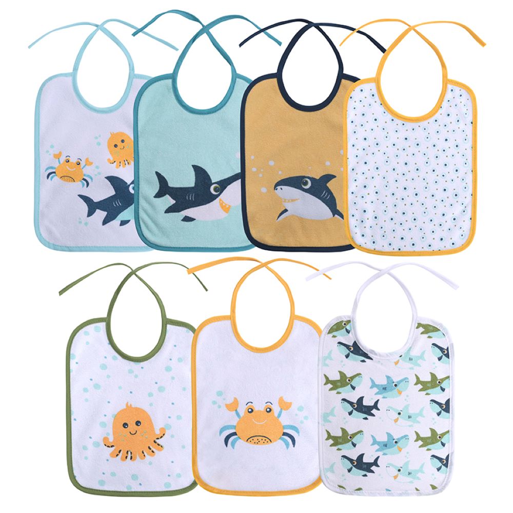 Baby Care Babylatz 7-teiliges Set, zweilagig, waschbar, Bindeb&auml;nder, ab Geburt bunt 