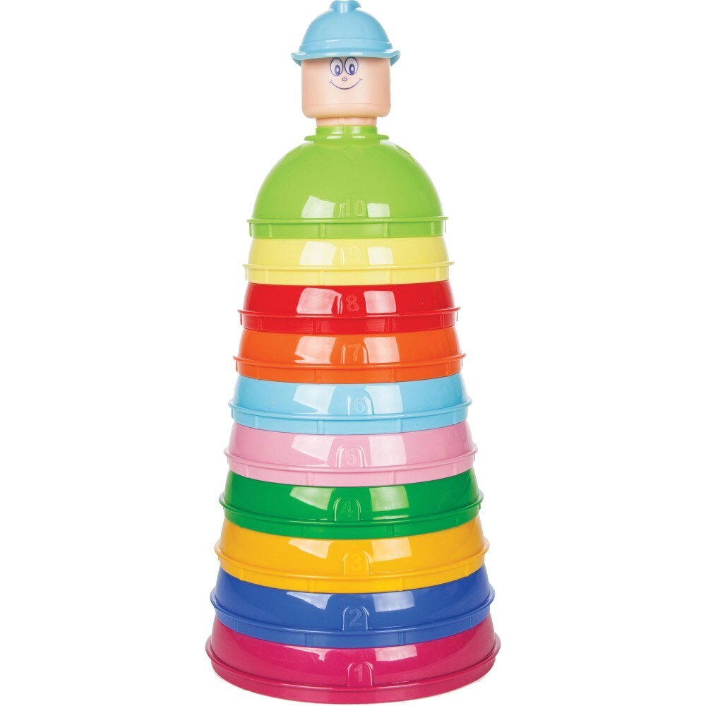 Pilsan Stapelturm 03264 Stapelpyramide 10-teilig bunte Becher, Figur, H&ouml;he 30 cm bunt 