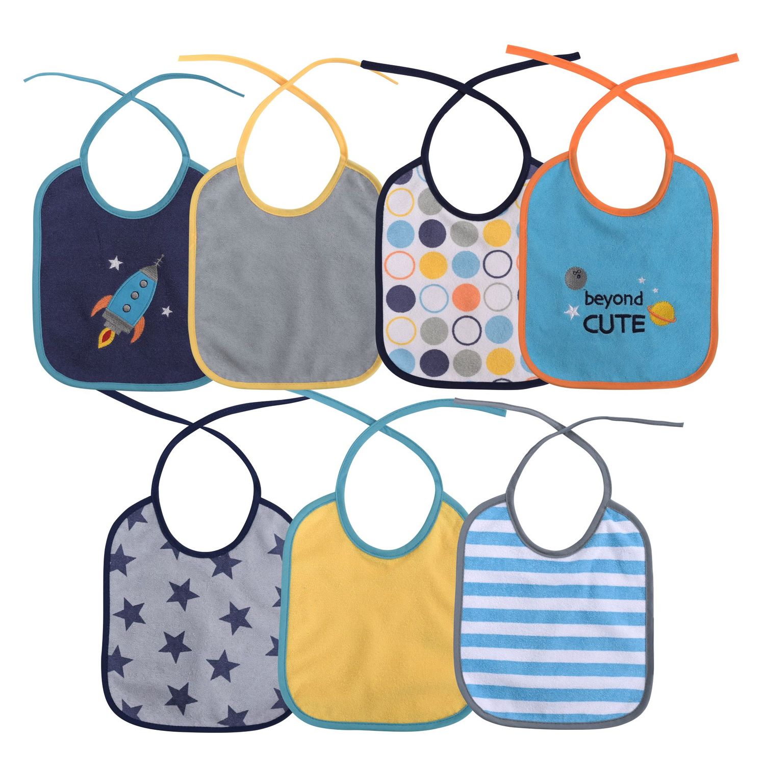 Baby Care Babylatz-Set 7-teilig, einlagig, zum Binden, waschbar, ab Geburt blau 