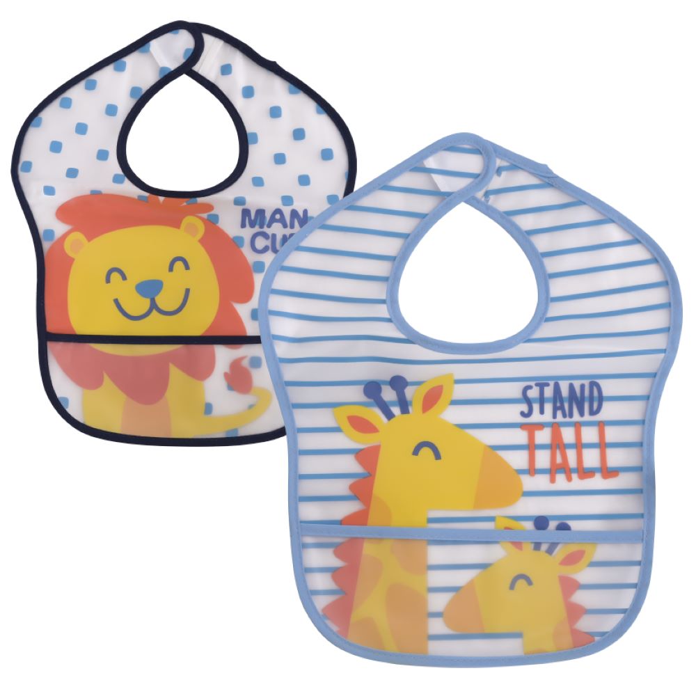 Baby Care Babyl&auml;tzchen 2er-Set, Auffangtasche, Selbstverschluss, wasserdicht blau 