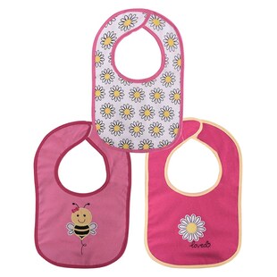 Baby Care Babylätzchen 3er Set Selbstverschluss einlagig, wasserdicht, Baumwolle pink 