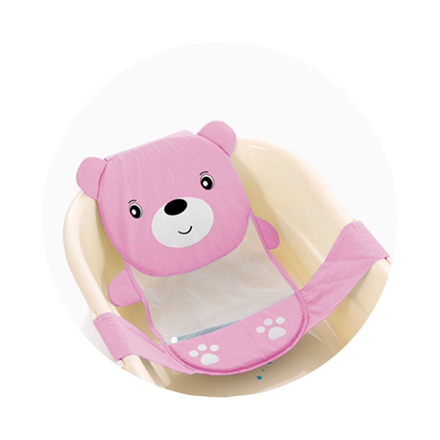 Baby Badenetz Teddy mit Kunststoffbügel, Badewannennetz, ab Geburt rosa