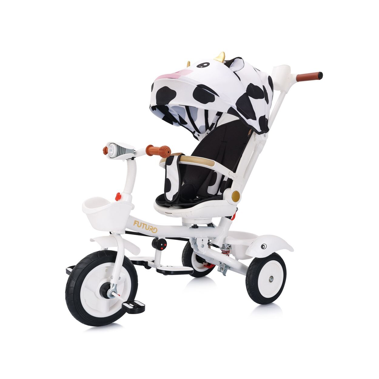 Chipolino Tricycle Futuro 2 in 1 faltbar, Becherhalter, Musik, Licht, PU-Räder schwarz weiß