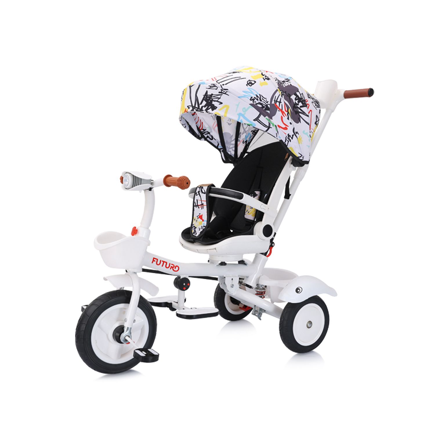 Chipolino Tricycle Futuro 2 in 1 faltbar, Becherhalter, Musik, Licht, PU-R&auml;der bunt 