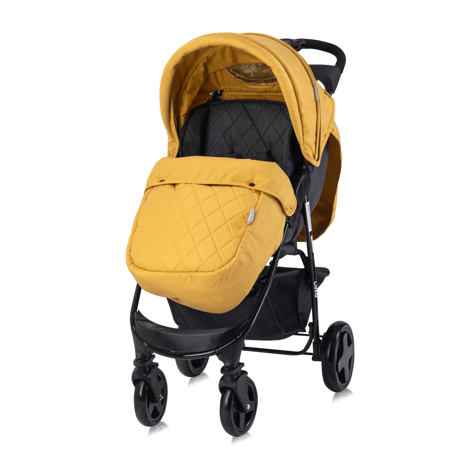 Lorelli Kinderwagen Buggy Olivia, Zubeh&ouml;rbox, Fu&szlig;abdeckung, verstellbar, Korb gelb 