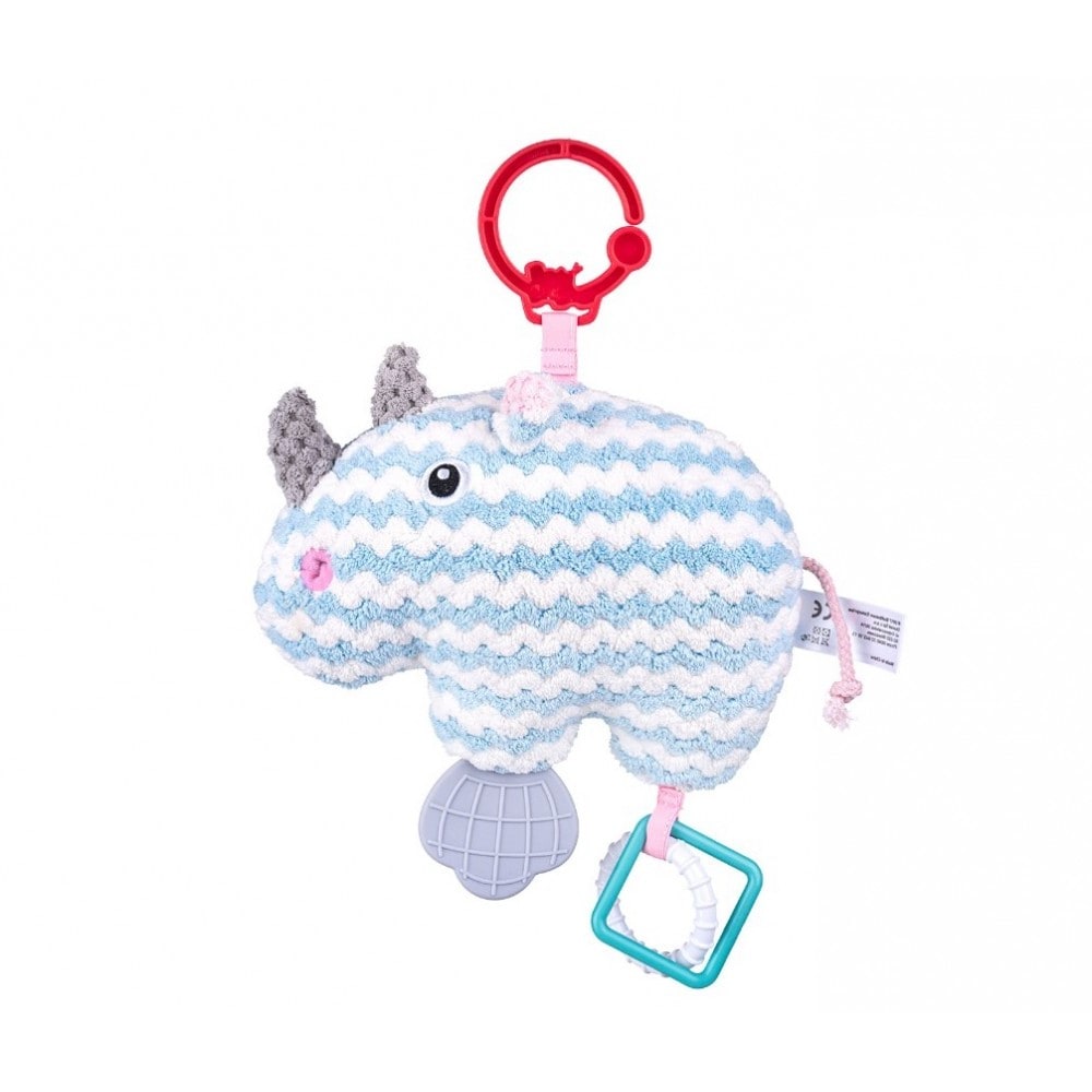 Bali Bazoo Stofftier C-Ring, Rassel, Bei&szlig;ring, Greifling, Strickoptik ab Geburt blau 