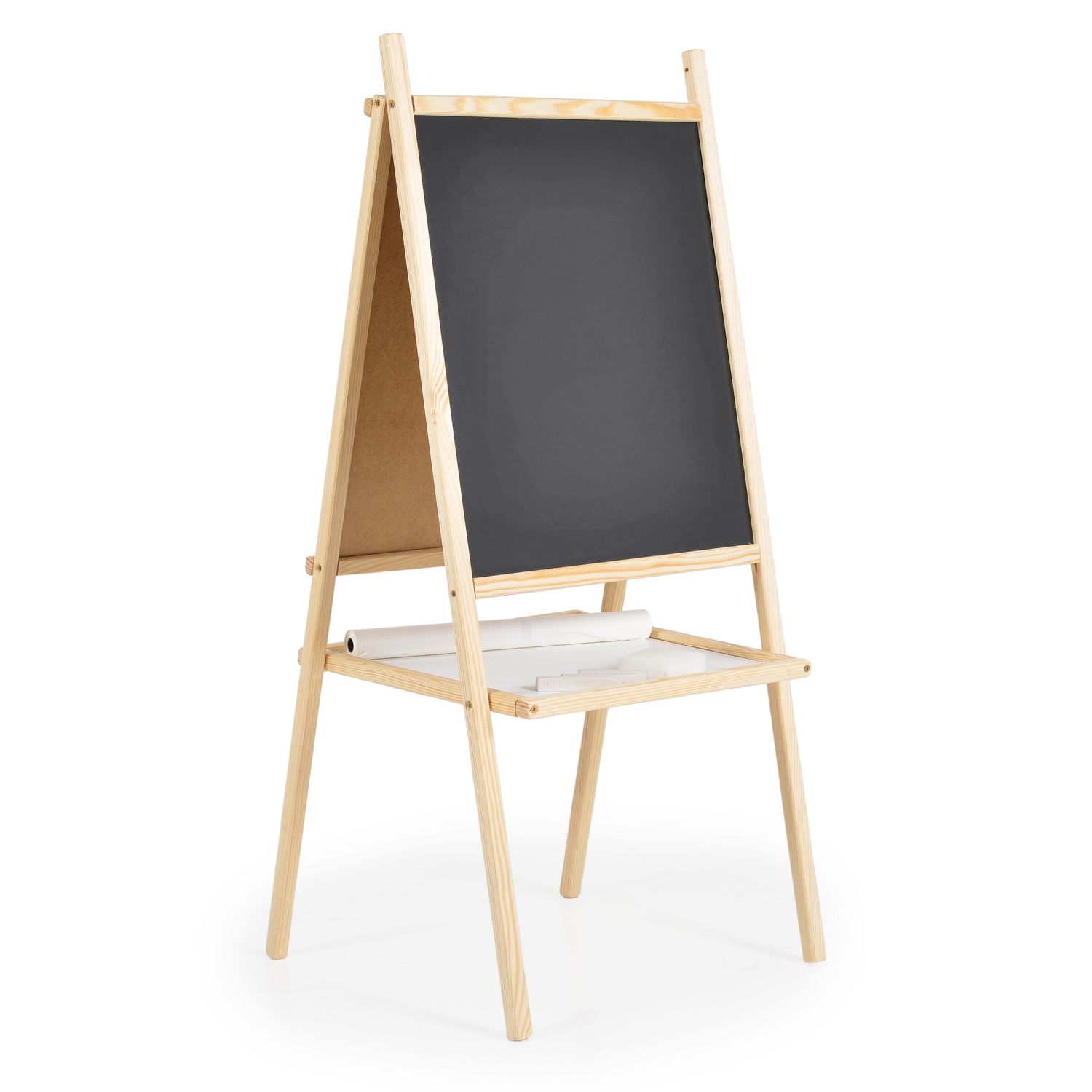 Moni Kindertafel Holz doppelseitig magnetisch Papierrolle Zubeh&ouml;r ab 3 Jahren schwarz 