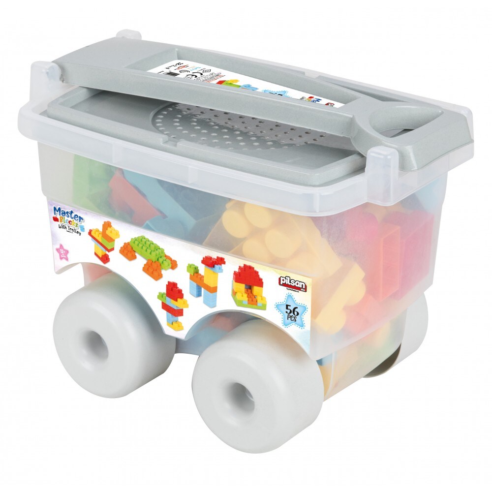 Pilsan Bausteine 03575 im Trolly 56 Teile, gro&szlig;e bunte Bausteine, ab 12 Monaten bunt 