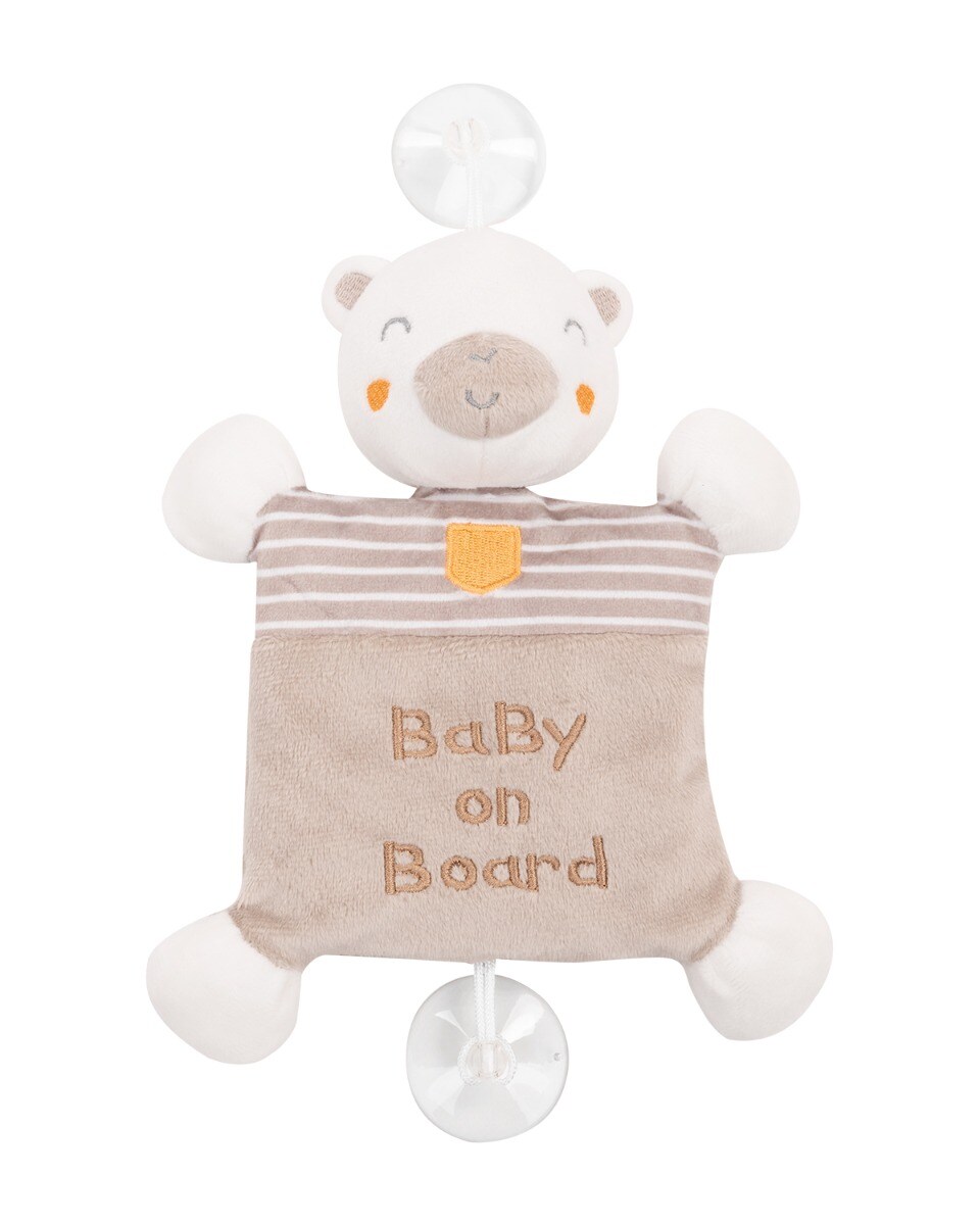 Kikkaboo Baby Kuscheltier Baby on Board, 2 Saugn&auml;pfe, 25 cm, Quietschger&auml;usch beige 