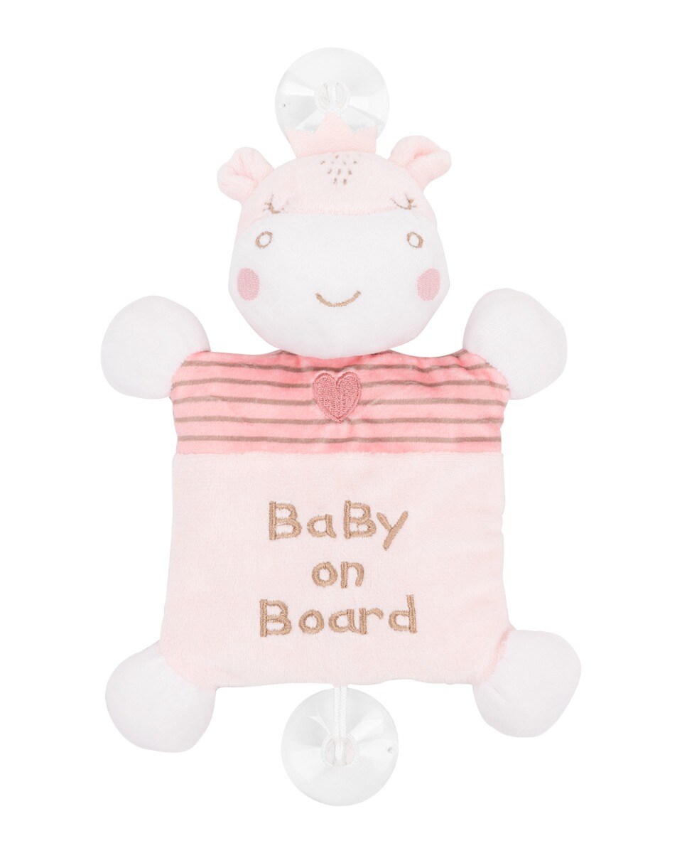 Kikkaboo Baby Kuscheltier Baby on Board, 2 Saugn&auml;pfe, 25 cm, Quietschger&auml;usch rosa 