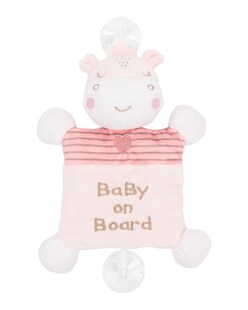 Kikkaboo Baby Kuscheltier Baby on Board, 2 Saugnäpfe, 25 cm, Quietschgeräusch rosa 