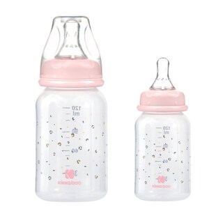 Kikkaboo Babyflasche Savanna 120 ml, aus Kunststoff, Anti-Kolik-Sauger Größe S rosa 