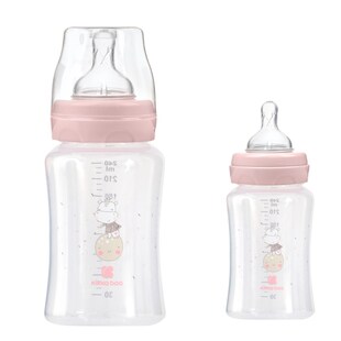 Kikkaboo Babyflasche PP 240 ml Silikonsauger Größe M, Anti-Kolik, ab 3 Monaten rosa 