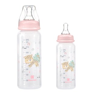 Kikkaboo Babyflasche Savanna PP 240 ml Silikonsauger Größe M, ab 3 Monaten rosa 