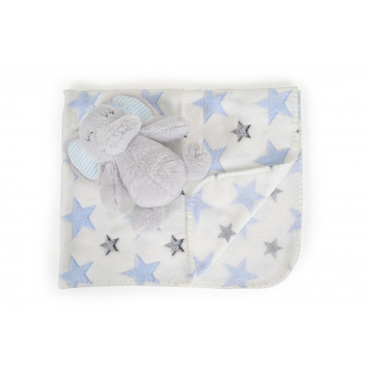 Cangaroo Babydecke 90 x 75 cm mit Plüschtier kuschelige Babydecke Krabbeldecke hellblau