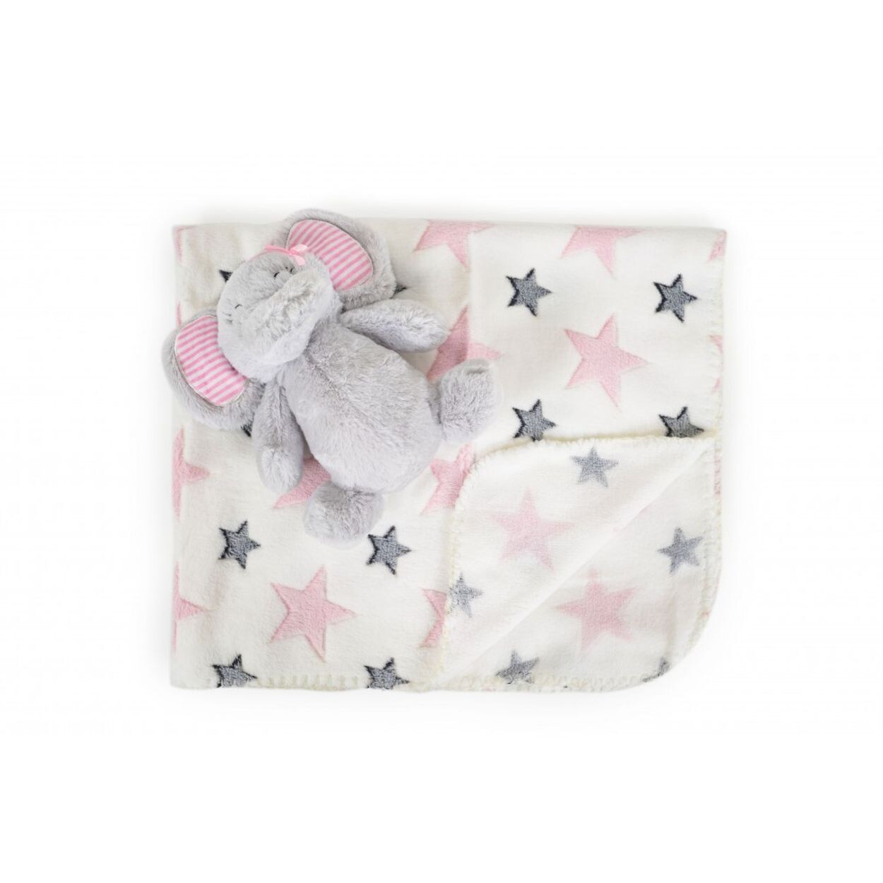 Cangaroo Babydecke 90 x 75 cm mit Plüschtier kuschelige Babydecke Krabbeldecke rosa pink