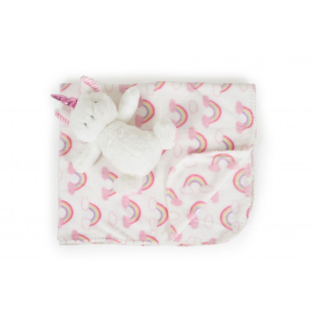 Cangaroo Babydecke 90 x 75 cm mit Plüschtier kuschelige Babydecke Krabbeldecke pink