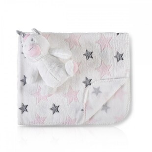 Cangaroo Babydecke 90 x 75 cm mit Plüschtier kuschelige Babydecke Krabbeldecke rosa 