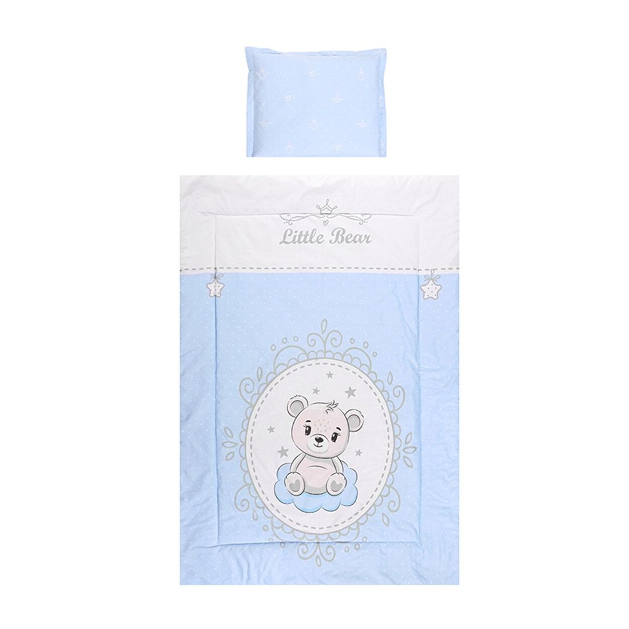 Lorelli Kinderbettwäsche 3-teilig, Decke 140 x 95 Kissen 43 x 35 Laken 150 x 100 blau Bär