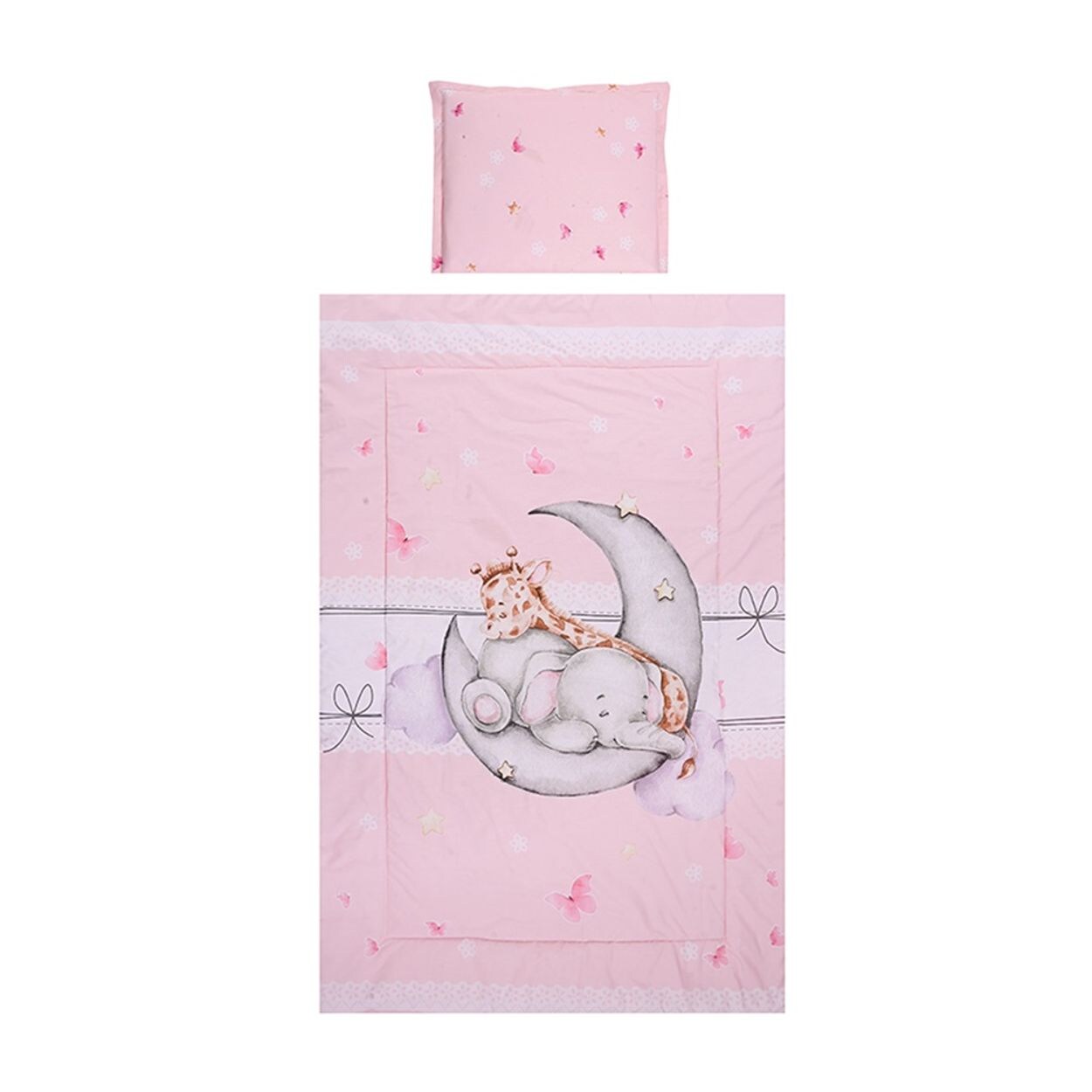 Lorelli Kinderbettwäsche 3-teilig, Decke 140 x 95 Kissen 43 x 35 Laken 150 x 100 rosa pink