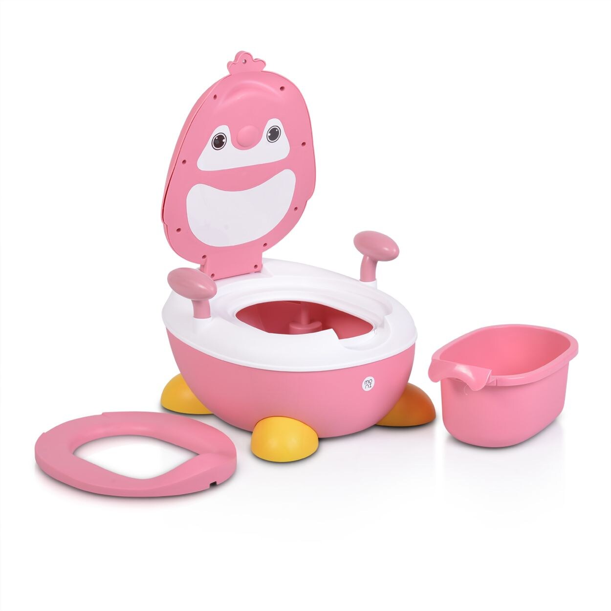 Töpfchen Riko Pinguin Deckel, Haltegriffe, abnehmbarer Behälter, rutschfest rosa
