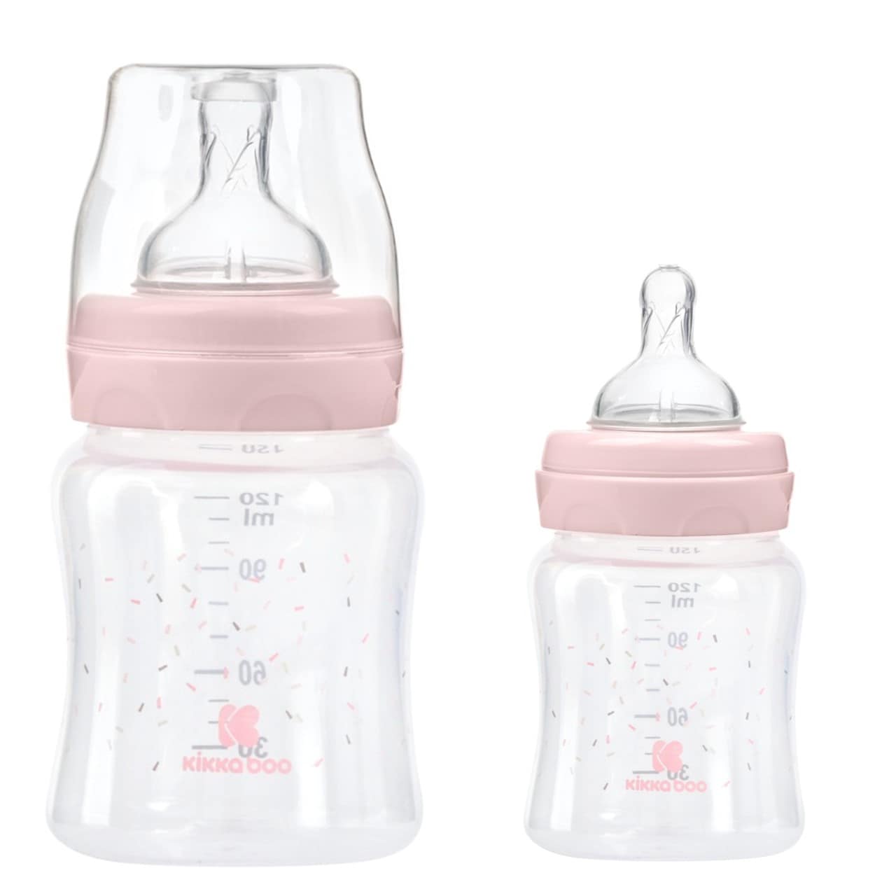 Kikkaboo Babyflasche PP 120 ml, Anti-Kolik-Sauger Gr&ouml;&szlig;e S, Weithals, ab Geburt rosa 