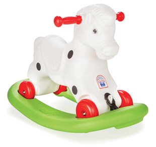 Pilsan Schaukelpferd 2 in 1 Rutscher 01000 bis 50 kg, aus Kunststoff, mit Rädern weiß 