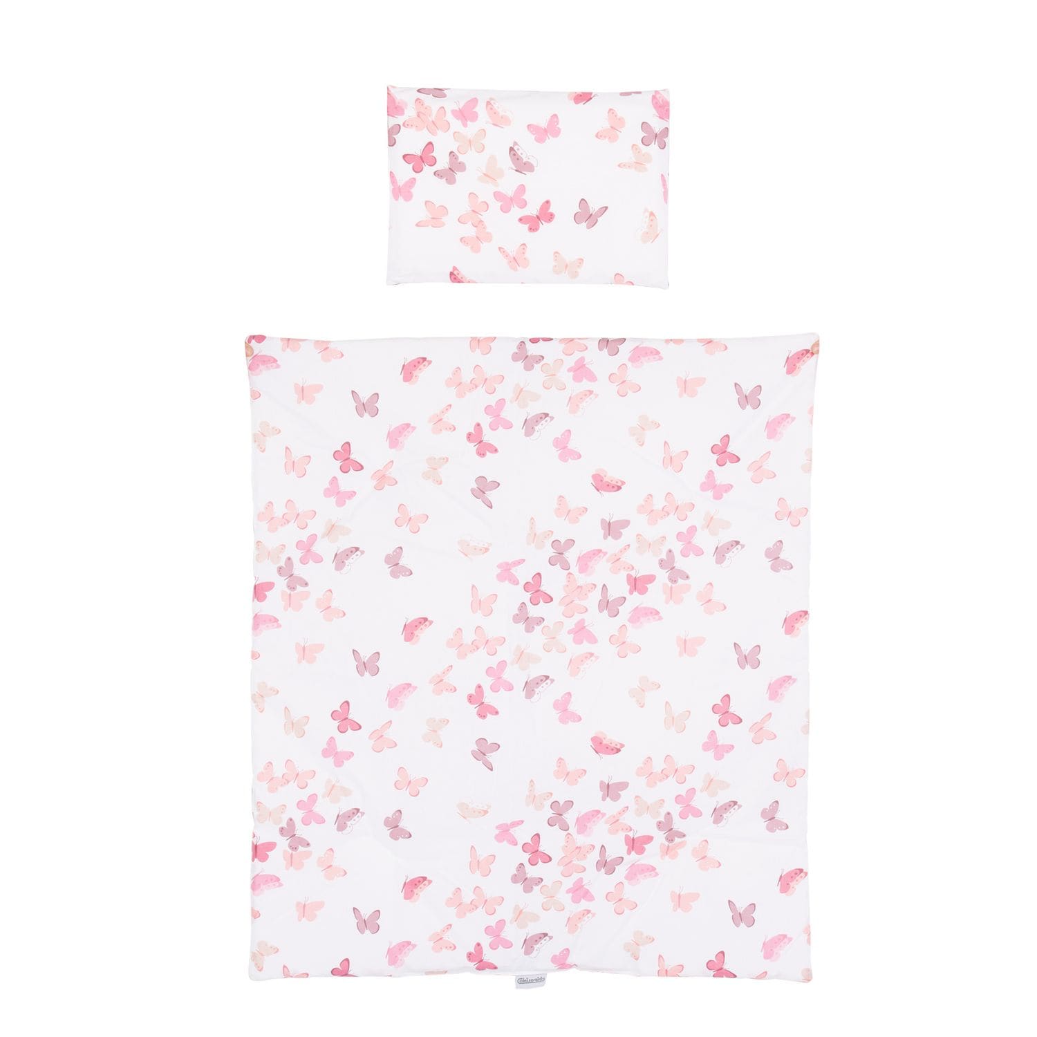 Chipolino 4-teiliges Bettw&auml;sche Set, Kissen, Kissenbezug, Steppdecke, Bettlaken rosa Schmetterling 