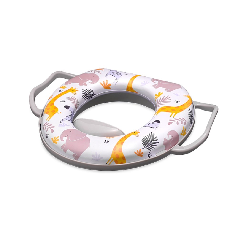 Lorelli Toilettensitz mit Handgriff weich gepolstert Spritzschutz aus Kunststoff grau 