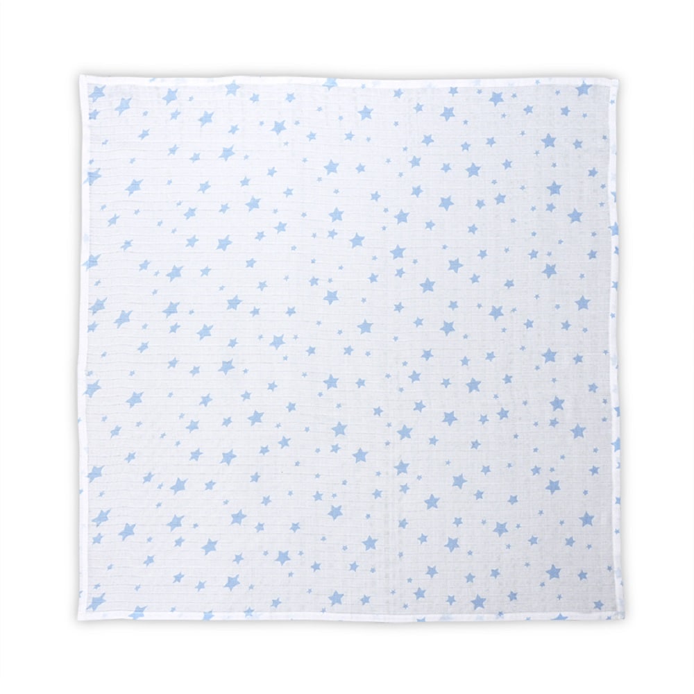 Lorelli Wickeldecke, Babydecke Musselin Baumwolle, Gr&ouml;&szlig;e 80 x 80 cm, ab Geburt wei&szlig; blau 
