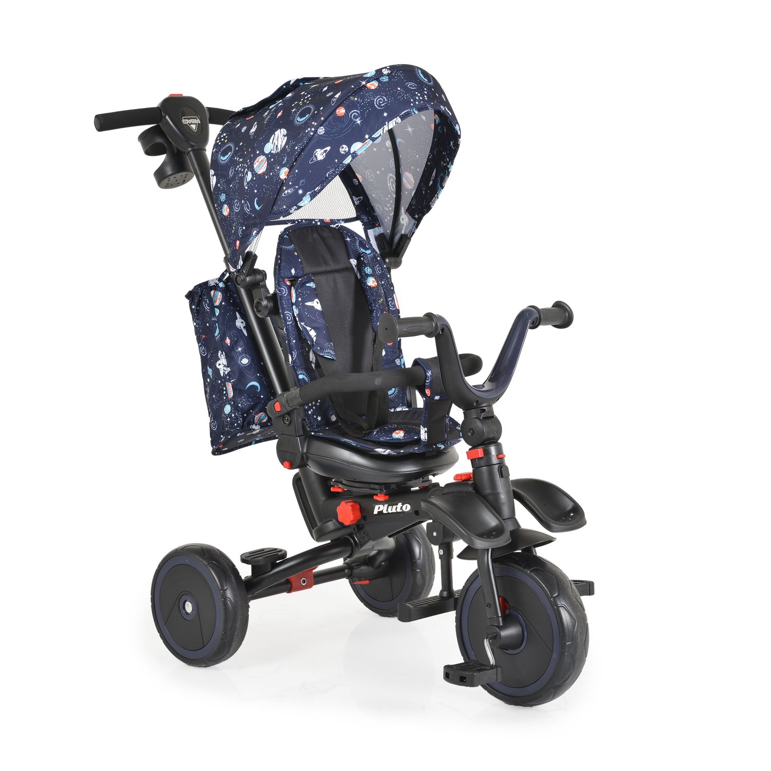 Byox Dreirad Tricycle Pluto, faltbar, EVA-Reifen, Schiebestange, Sitz drehbar blau 