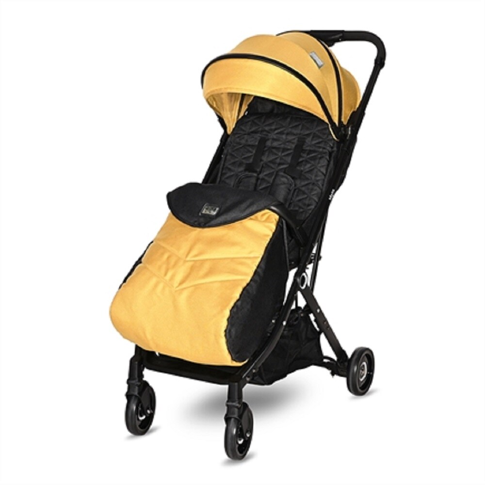 Lorelli Kinderwagen Myla Aluminiumrahmen Korb Fu&szlig;sack klappbar mit Zusatzgriff gelb 