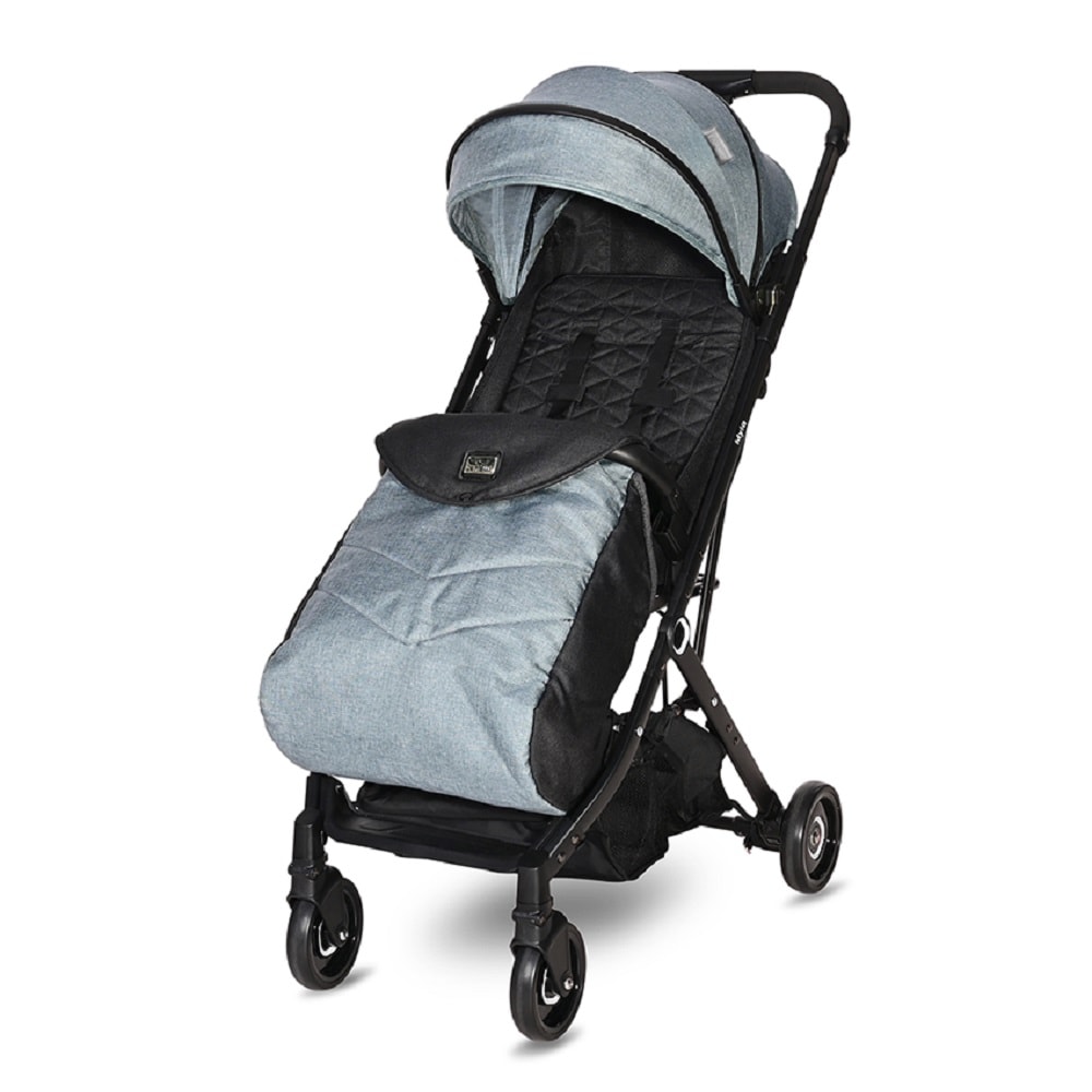 Lorelli Kinderwagen Myla Aluminiumrahmen Korb Fu&szlig;sack klappbar mit Zusatzgriff hellblau 
