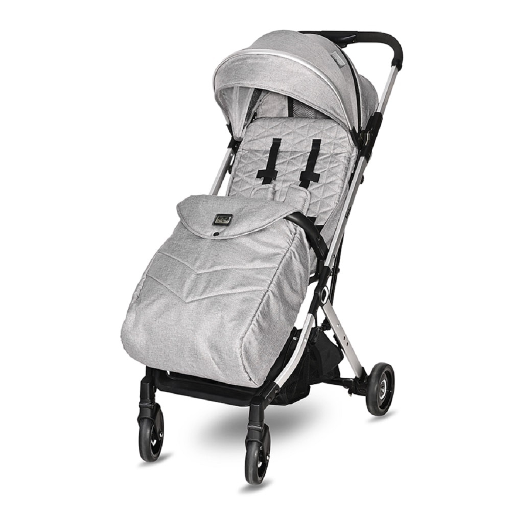 Lorelli Kinderwagen Myla Aluminiumrahmen Korb Fu&szlig;sack klappbar mit Zusatzgriff silber 