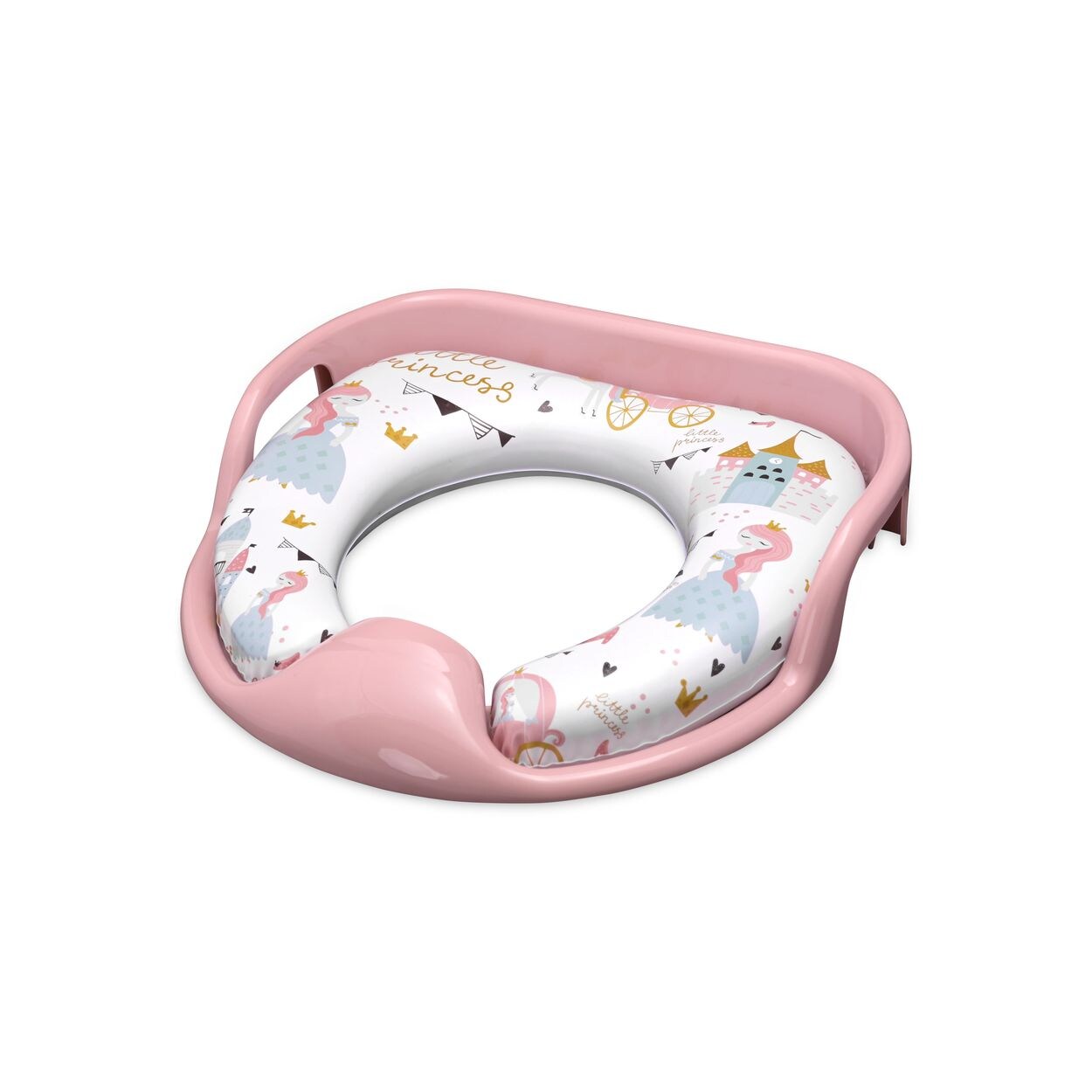 Toilettensitz weich, Handgriffe, gepolstertes Sitzkissen, Spritzschutz rosa