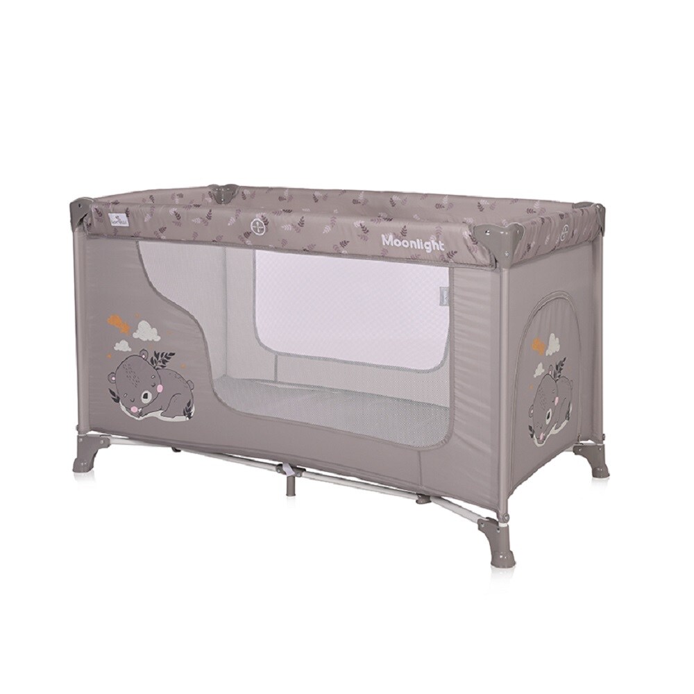 Lorelli Baby Reisebett Laufstall Moonlight seitliche &Ouml;ffnung Tragetasche faltbar braun 