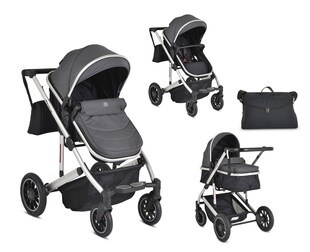 Moni Kombikinderwagen 2 in 1 Thira Babywanne, umbaubar, Sportsitz, Fußabdeckung grau 