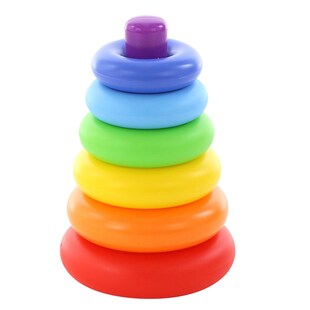 Polesie Stapelturm 59260 Ringe Stapelspaß 6 bunte Ringe Stapelpyramide Höhe 21cm bunt 